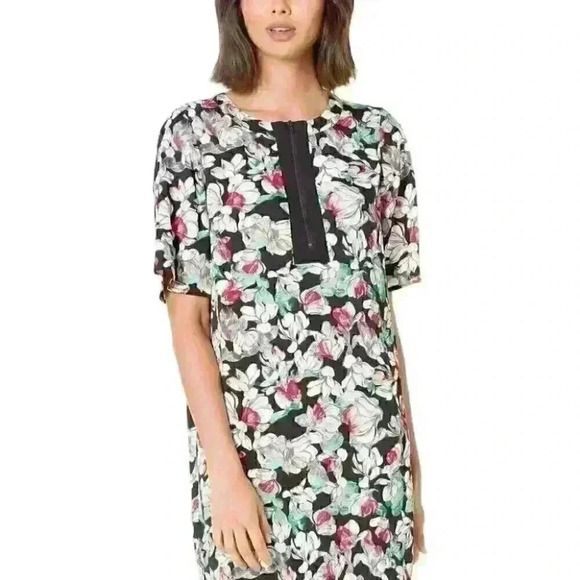 BCBGMAXAZRIA  black and Floral-Print Shift Dress small - Picture 4 of 10